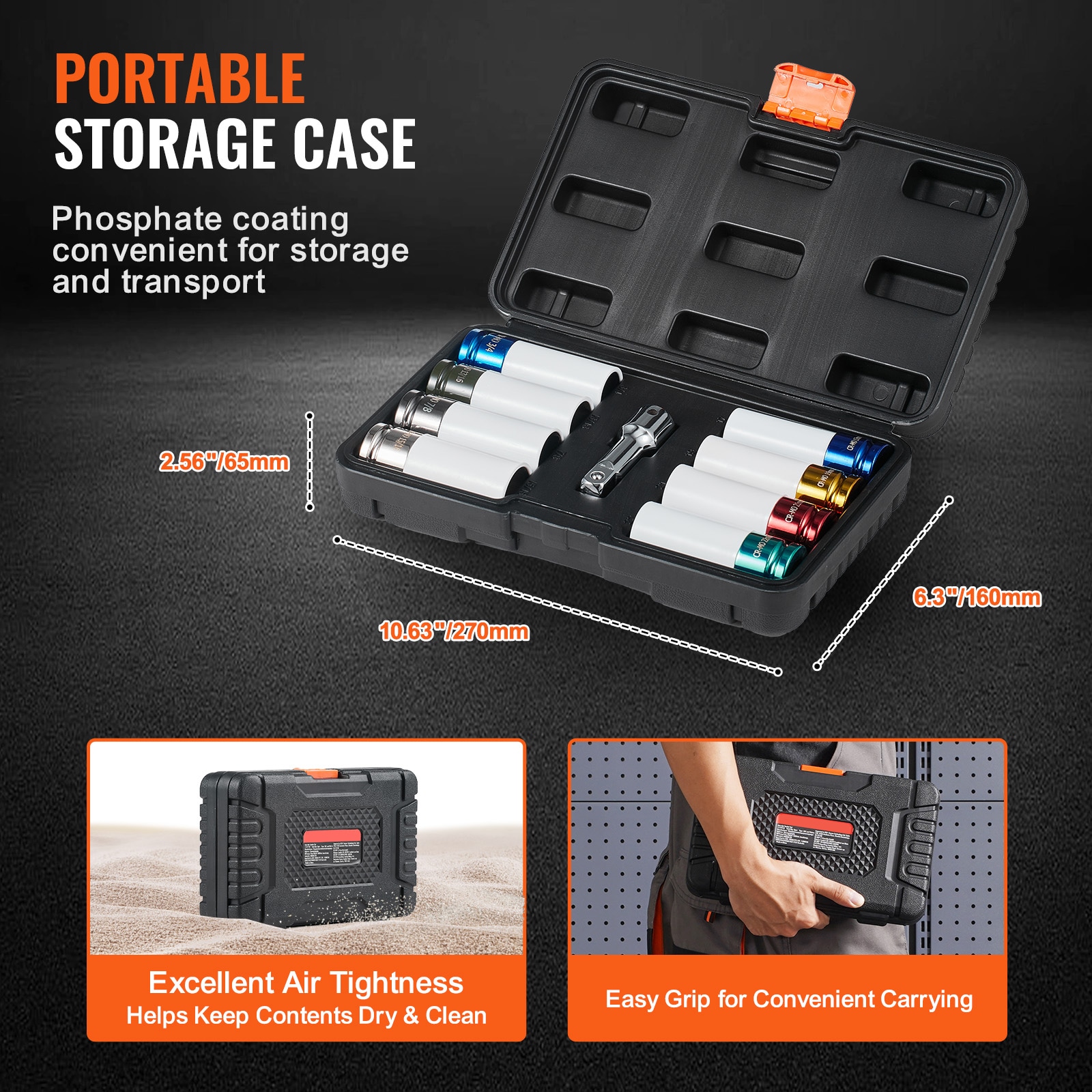 Lug Nut Impact Socket Set 1/2 In Drive Metric And SAE 6-Point Deep Socket_voghion.com